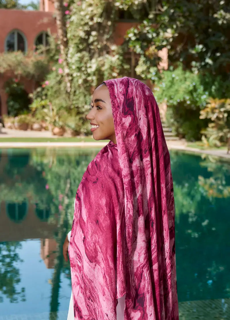 Red Marble Modal Hijab