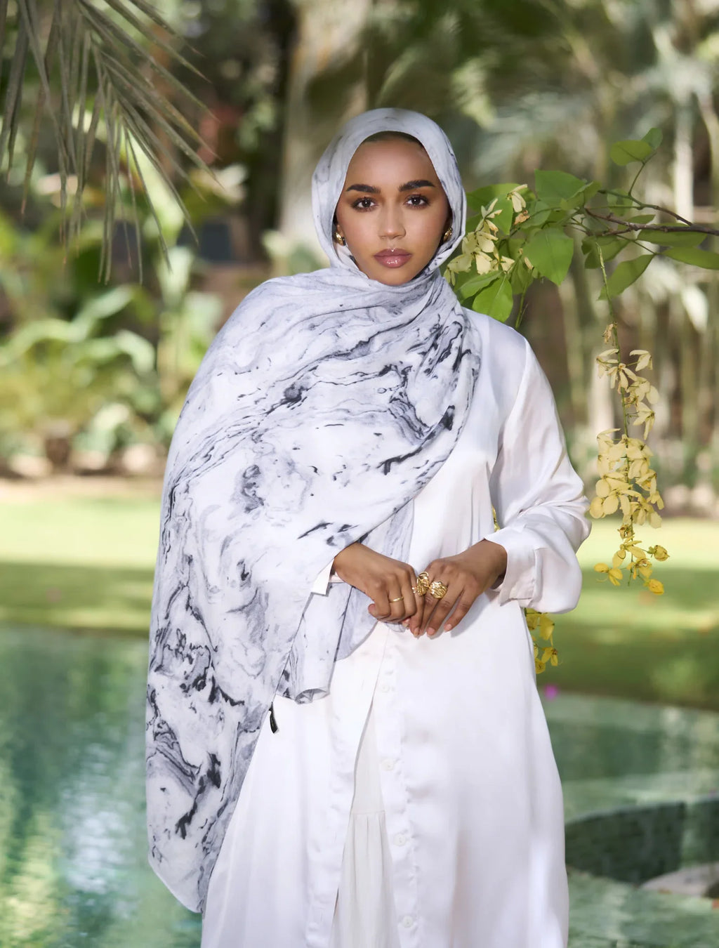 White Marble Modal Hijab