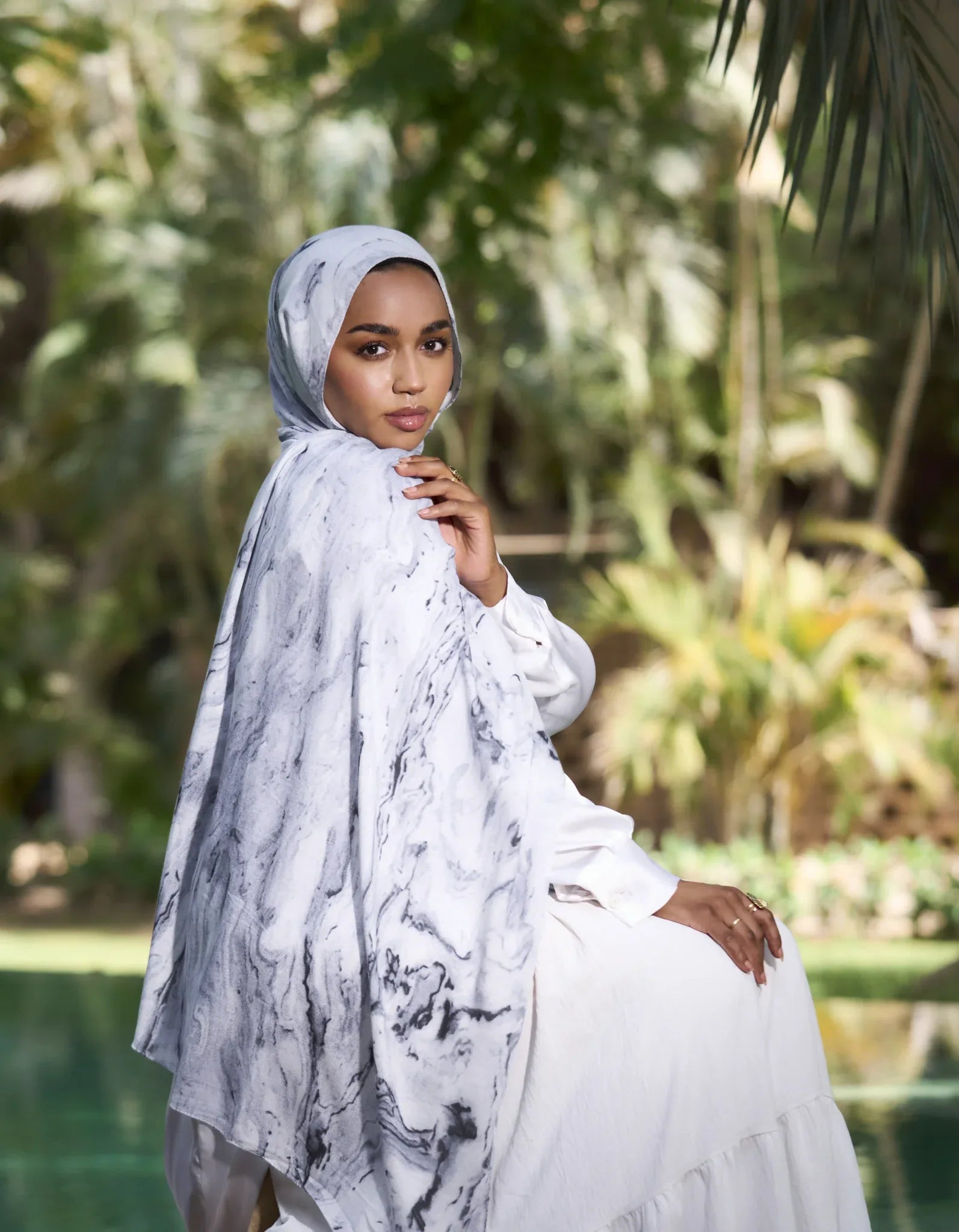 White Marble Modal Hijab