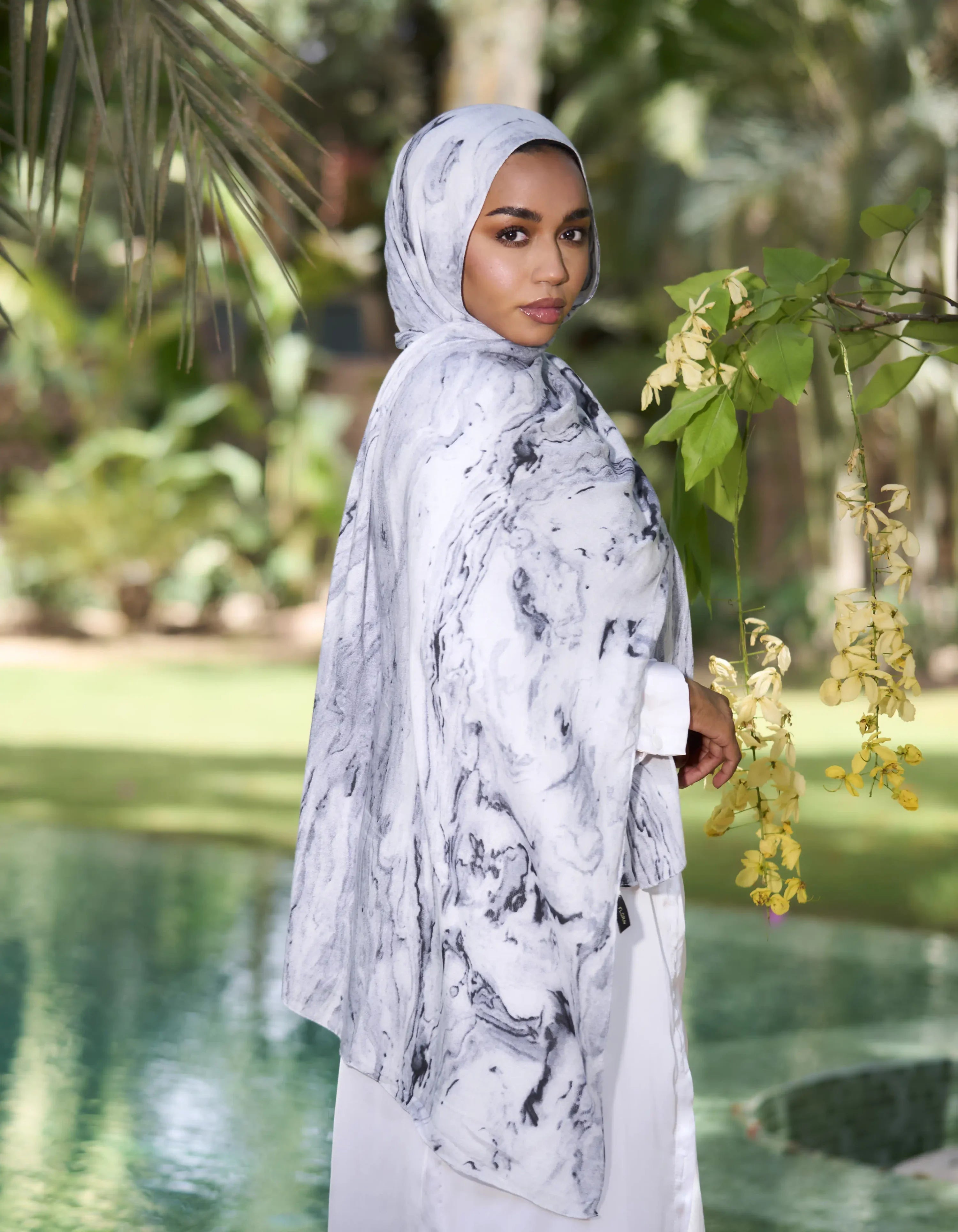 White Marble Modal Hijab
