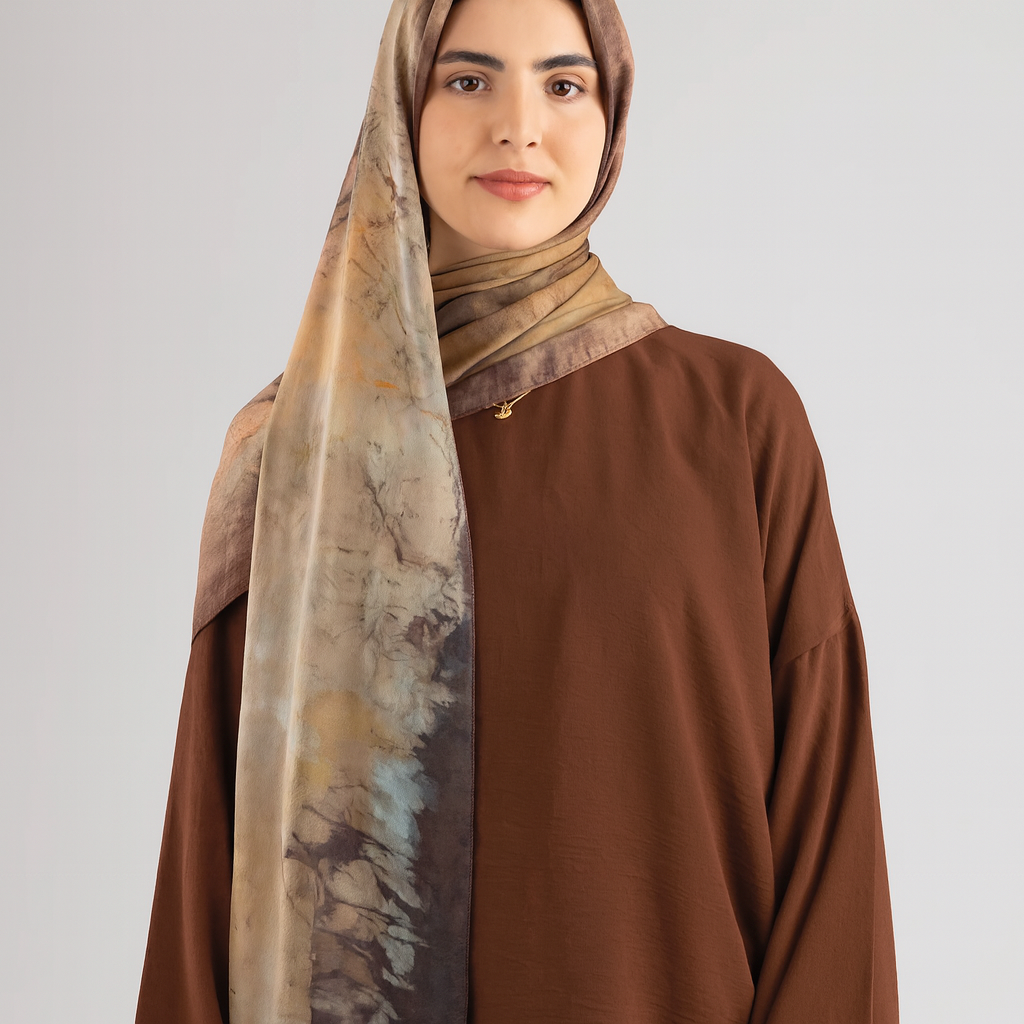 Brown Tie Dye Chiffon Hijab