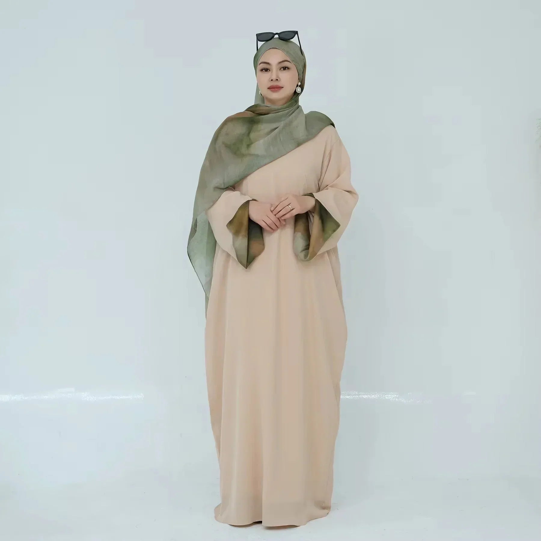 Marbled Hijab and Abaya Set - Small / Beige