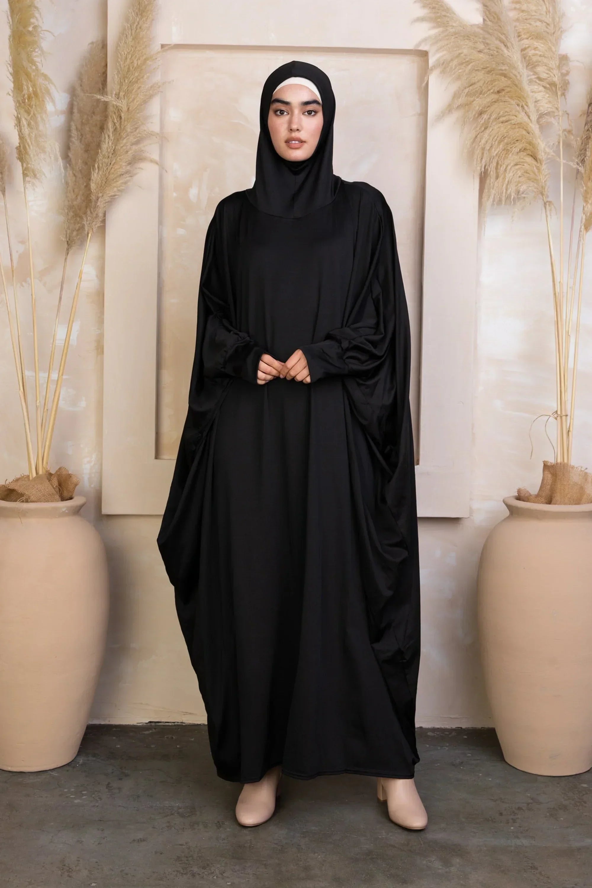 Black One Piece Salah Prayer Outfit - Black