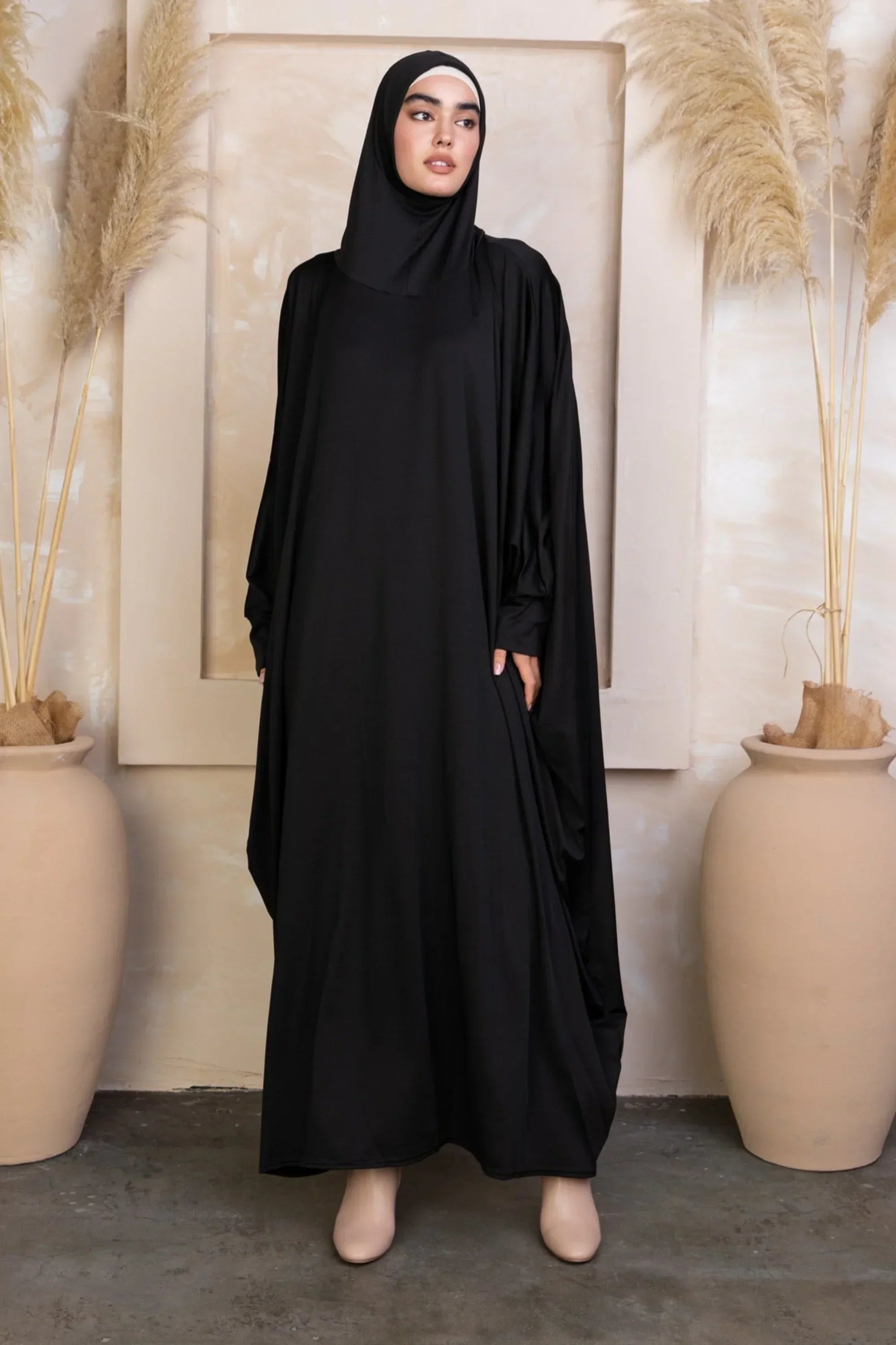 Black One Piece Salah Prayer Outfit - Black