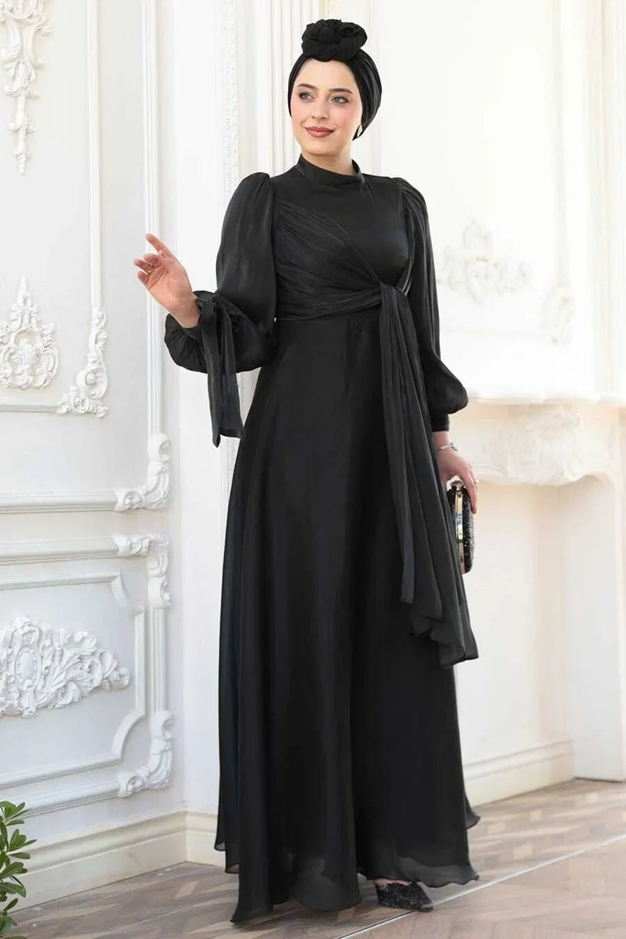 Black Organza Criss Cross Gown