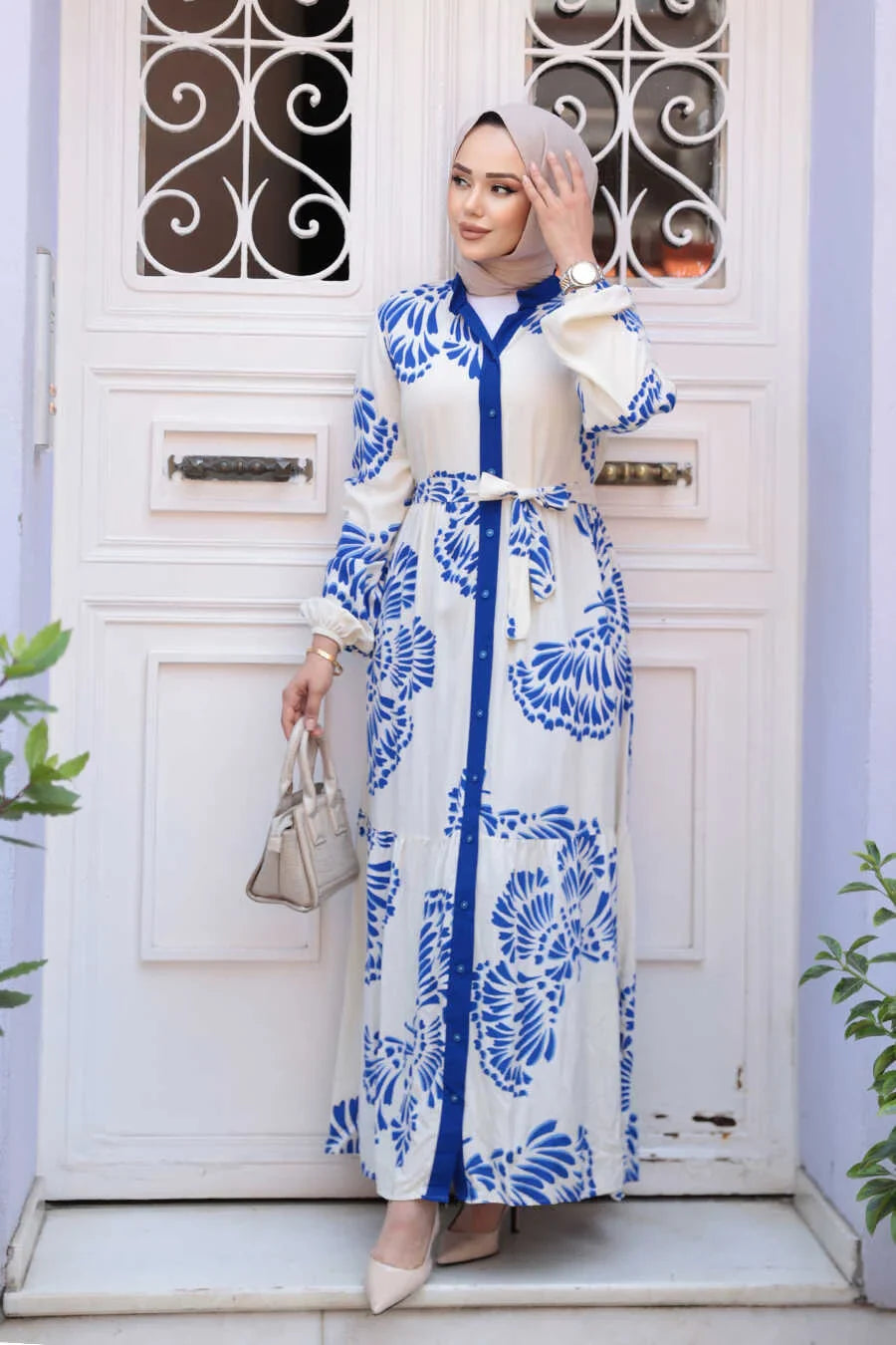 Blue Tribal Abstract Maxi Dress