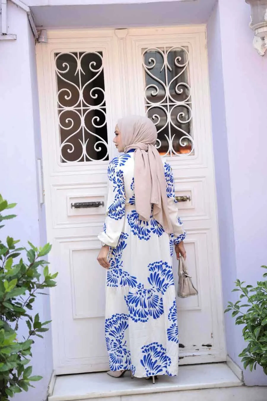 Blue Tribal Abstract Maxi Dress