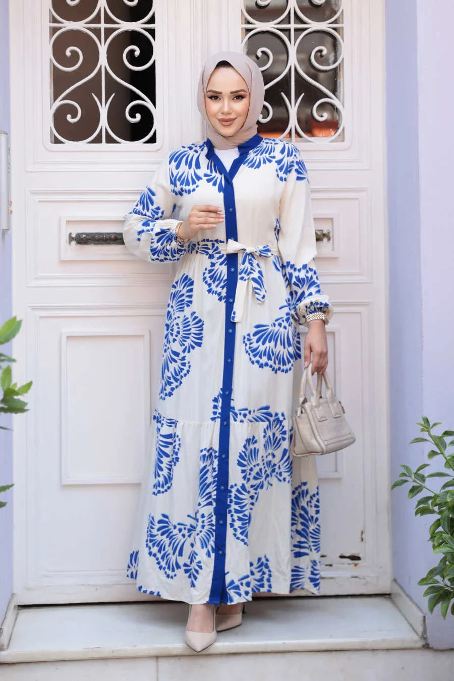 Blue Tribal Abstract Maxi Dress