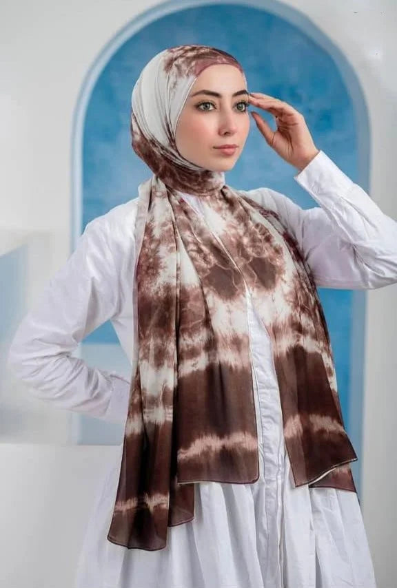 Brown Tie Dye Chiffon Hijab