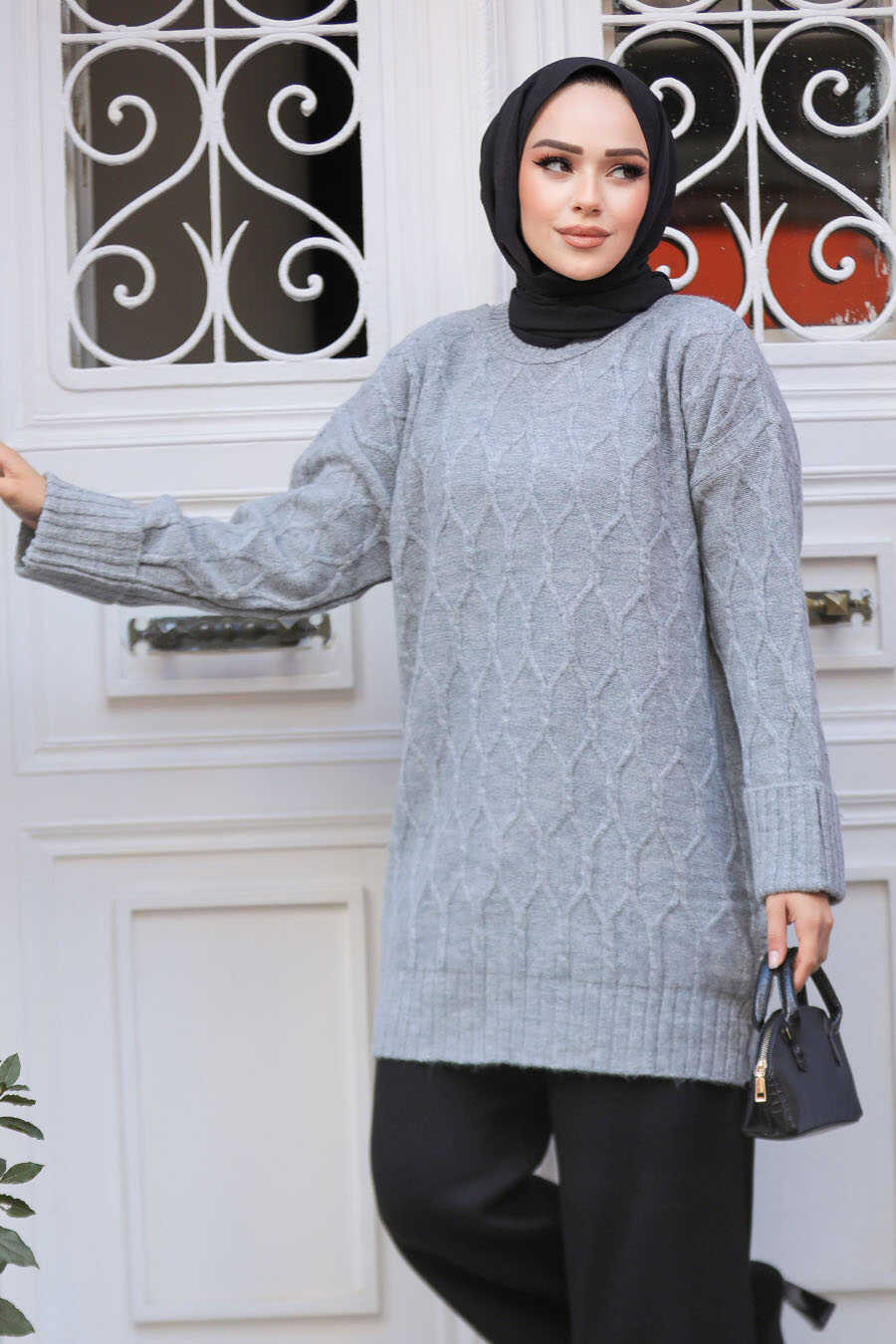 Cable Turtleneck Sweater - One Size
