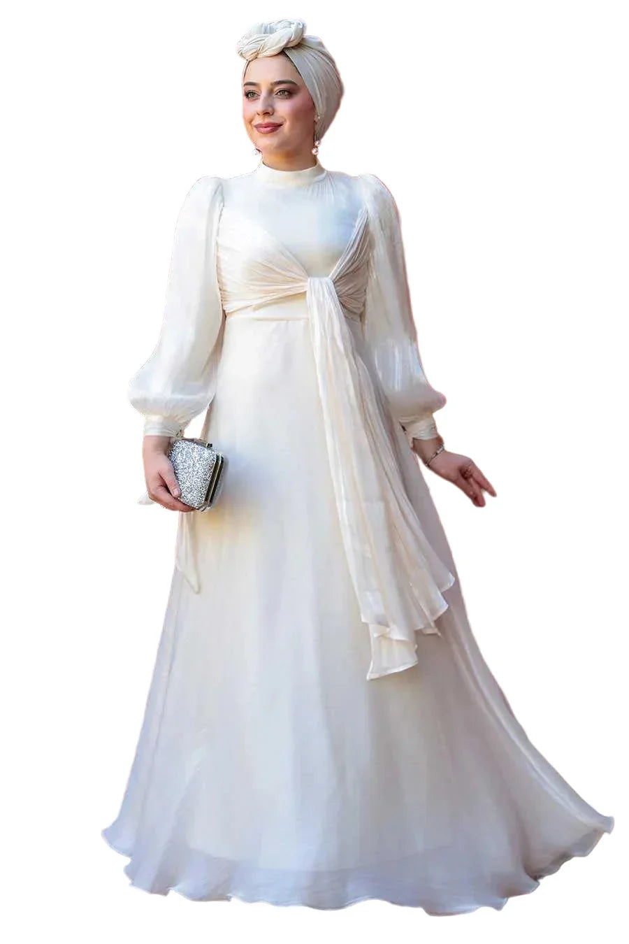 Cream Organza Criss Cross Gown