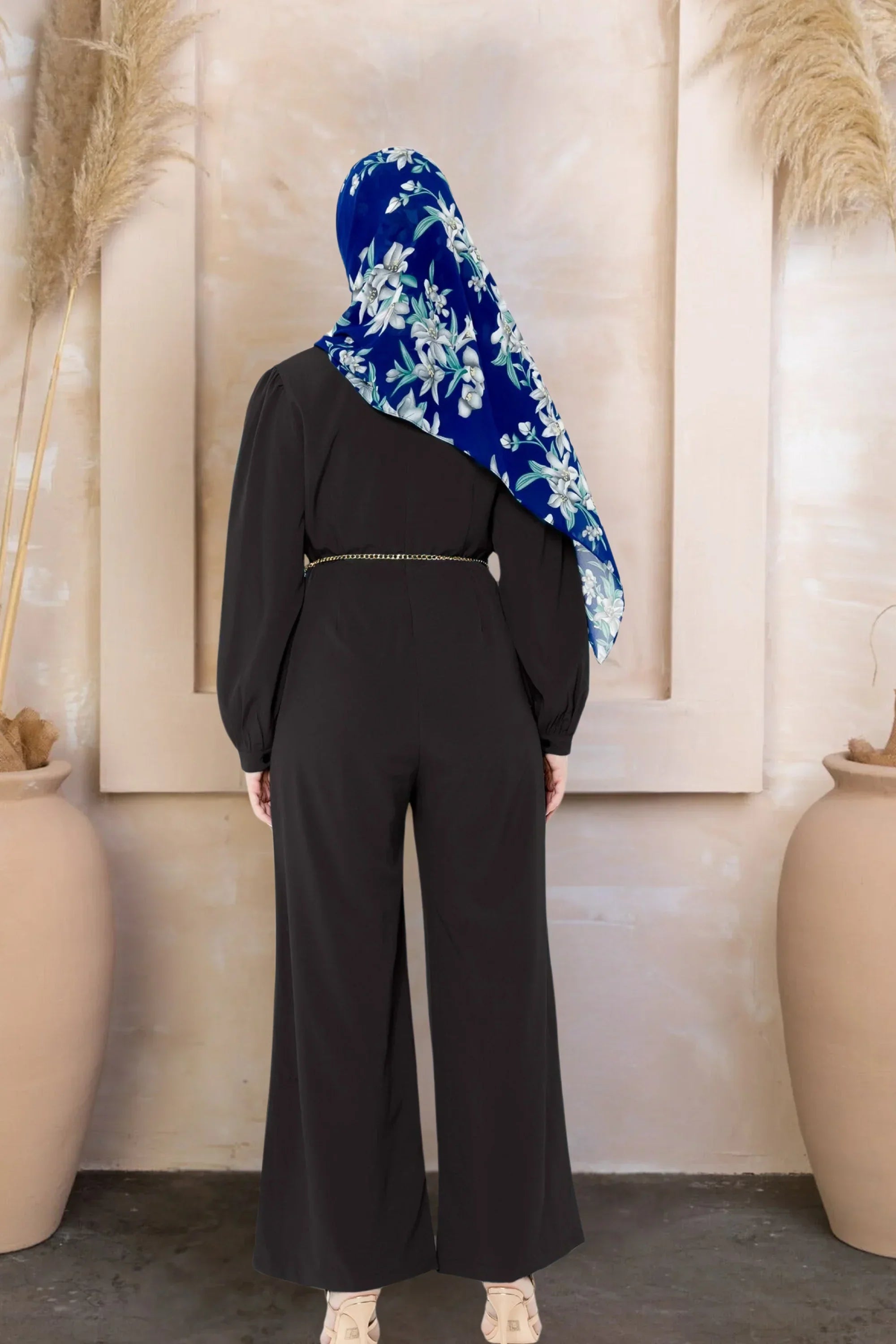 Criss Cross Long Sleeve Jumpsuit-CLEARANCE - Large / Black