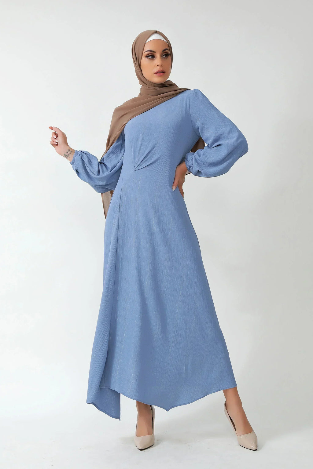 Something Blue Metallic Pinstripe Maxi Dress-CLEARANCE