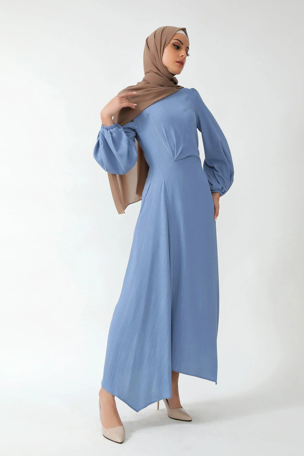 Something Blue Metallic Pinstripe Maxi Dress-CLEARANCE