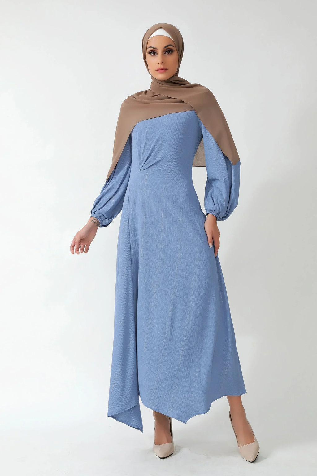 Something Blue Metallic Pinstripe Maxi Dress-CLEARANCE