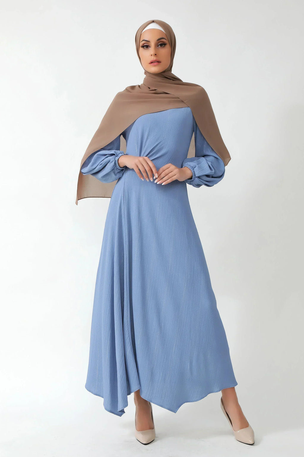 Something Blue Metallic Pinstripe Maxi Dress-CLEARANCE