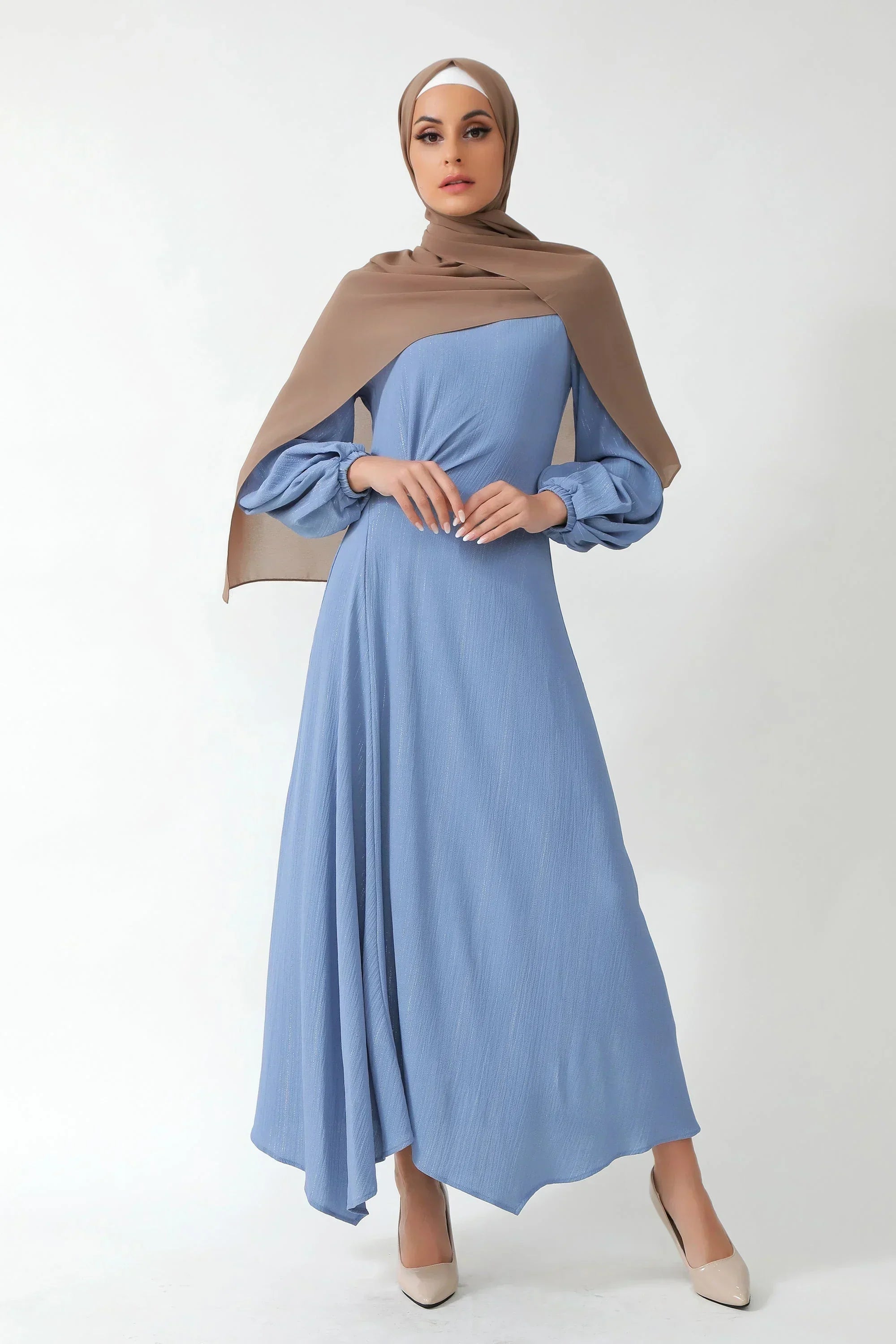 Something Blue Metallic Pinstripe Maxi Dress-CLEARANCE