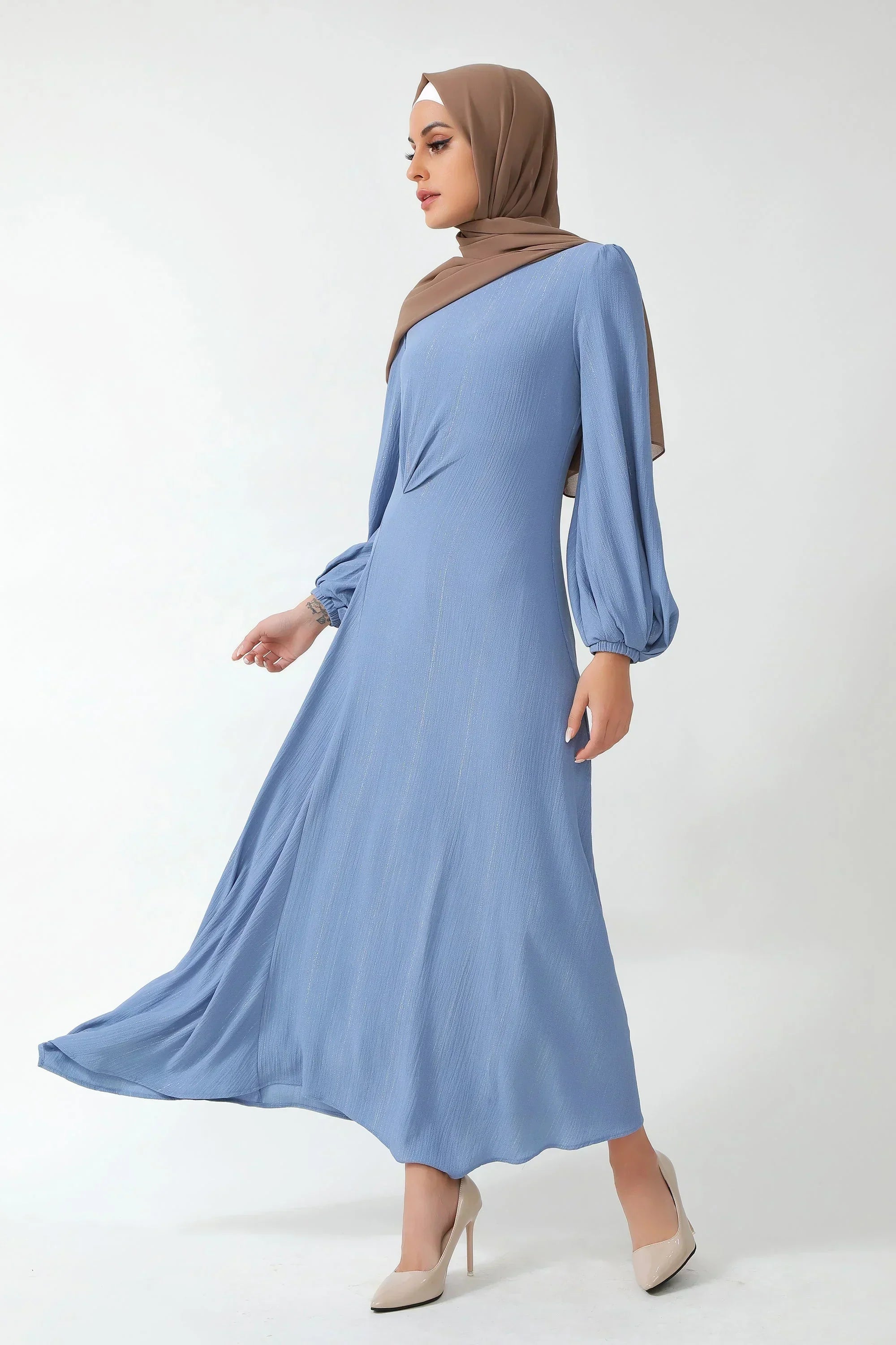 Something Blue Metallic Pinstripe Maxi Dress-CLEARANCE