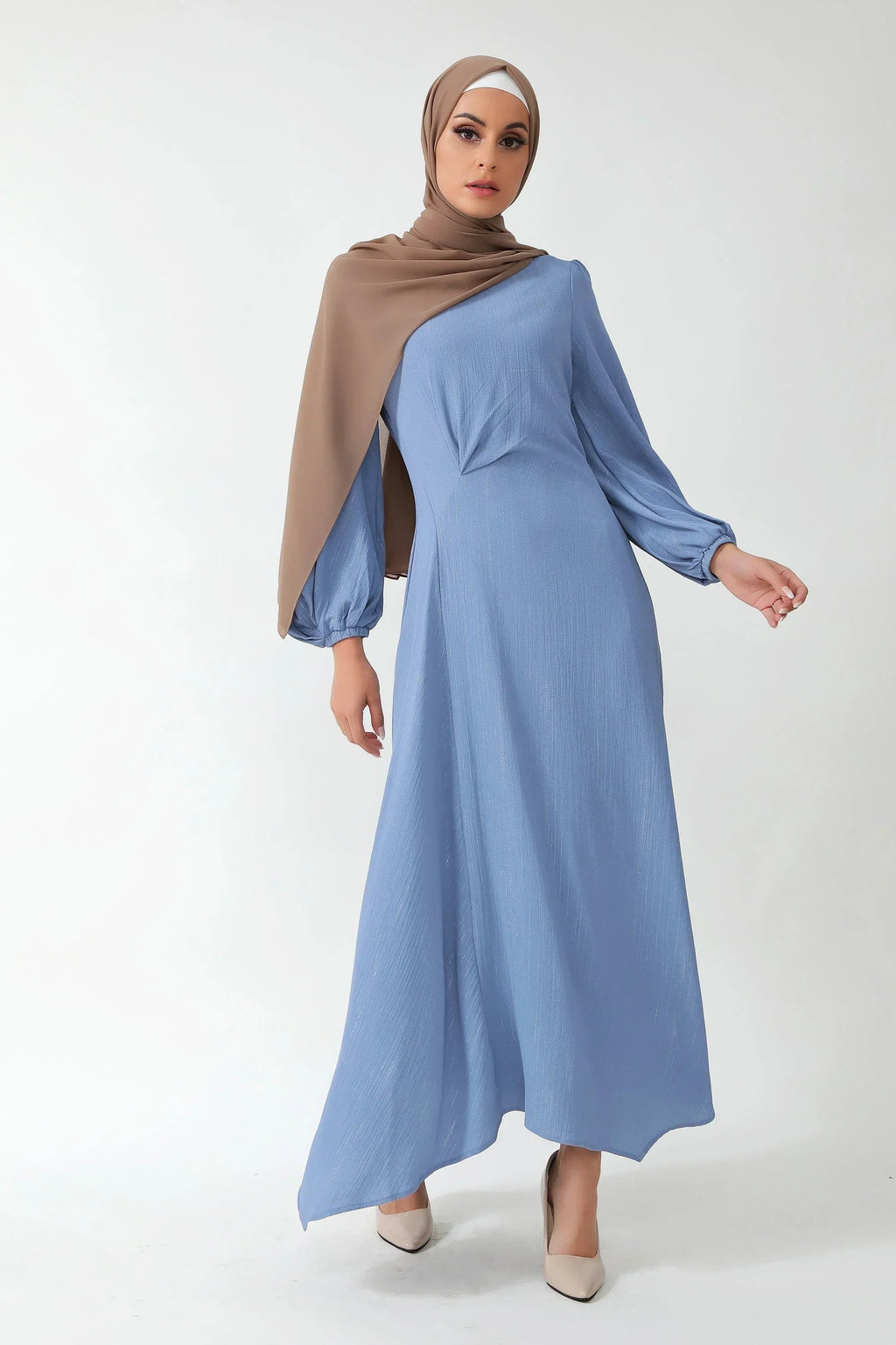 Something Blue Metallic Pinstripe Maxi Dress-CLEARANCE