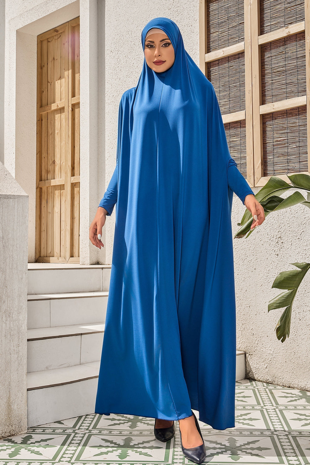 Blue modest teal hijab dress for salah prayer outfit