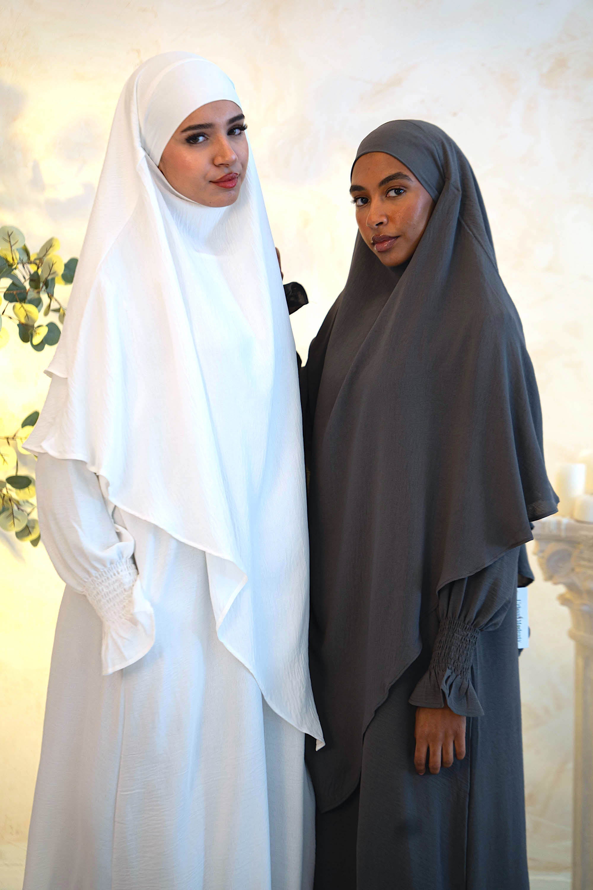White Double Layer Khimar - White