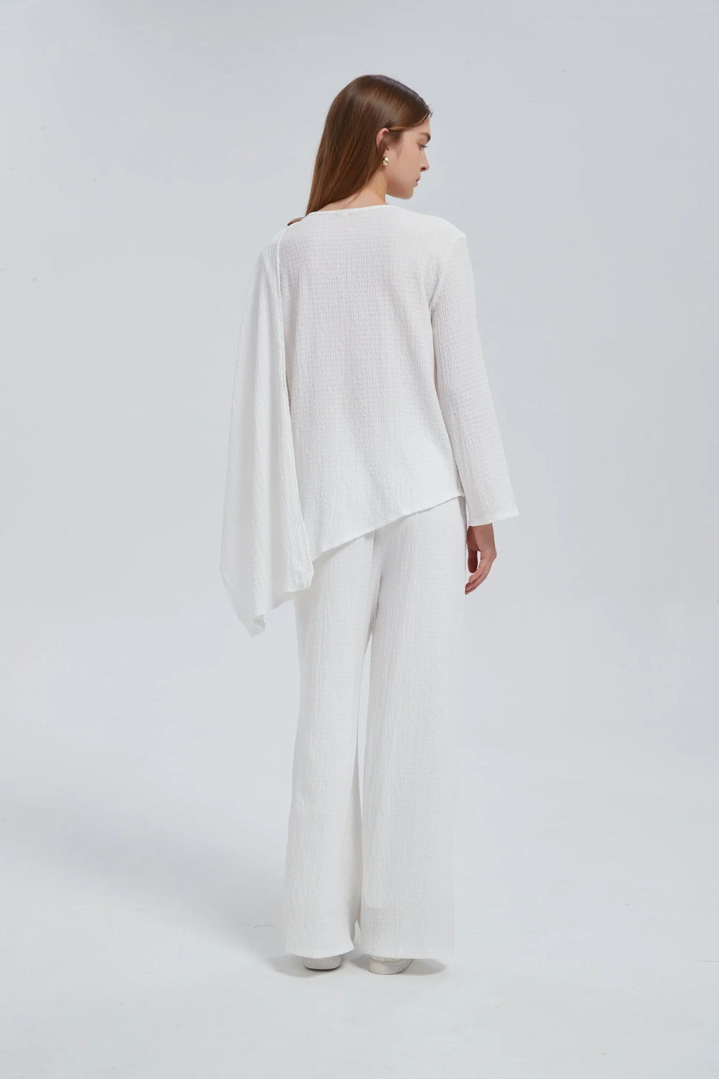 White Side Draped Pants Set One Size (S L) / White